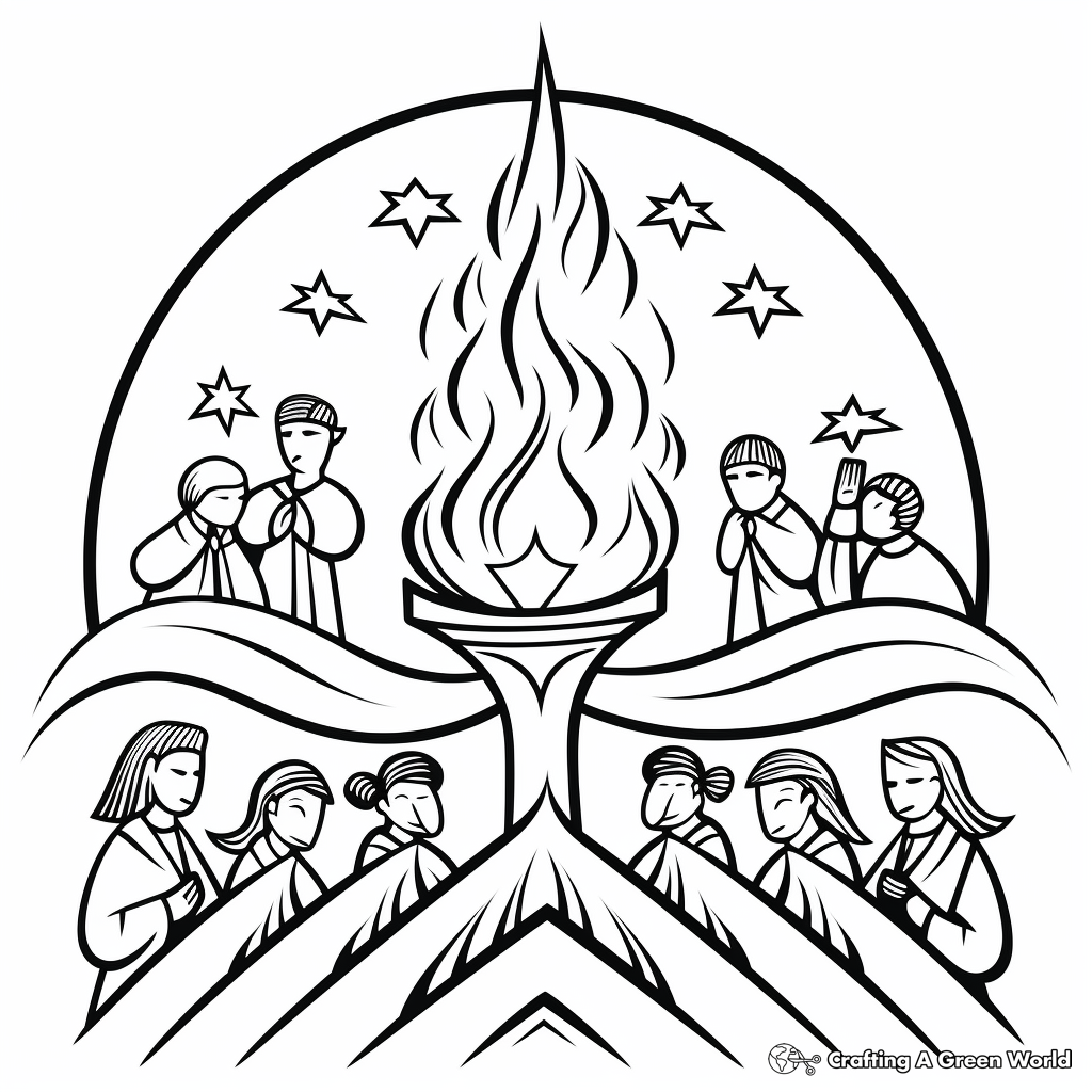 Pentecost Symbols Coloring Pages: Wind, Fire, Dove 4