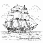 Pirate Ship at Sunset: Seascape Scene Coloring Pages 4