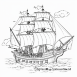 Pirate Ship in a Storm: Weather Scene Coloring Pages 3