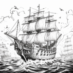 Pirate Ship in Battle Scene Coloring Pages 4