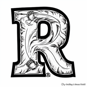 Pirate Themed 'Arrr' Letter R Coloring Page 2