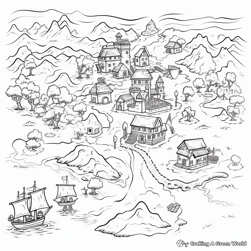 Pirate Treasure Map Coloring Pages 3