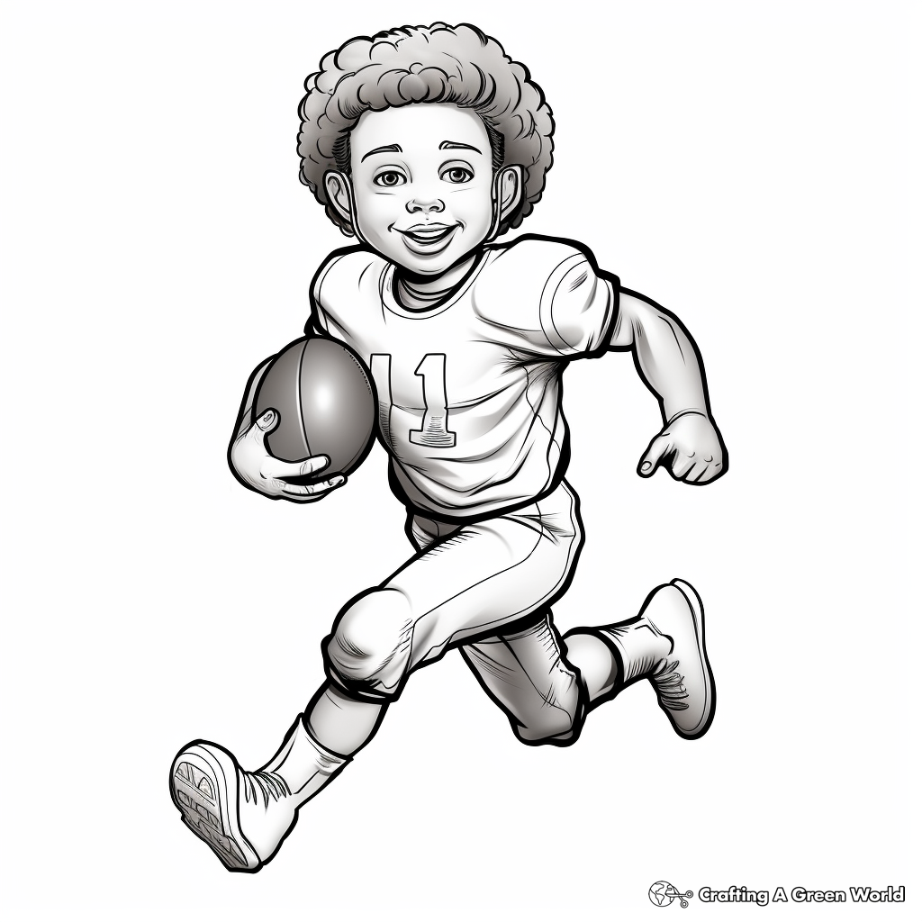 Player Athlete in Football Action Coloring Pages 1