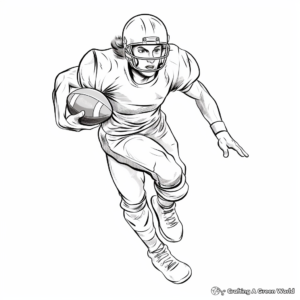 Player Athlete in Football Action Coloring Pages 2