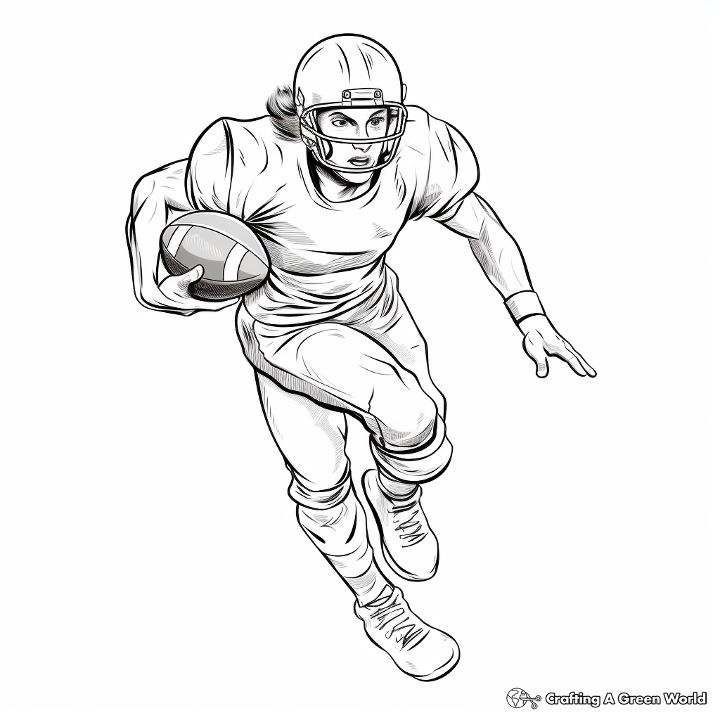 Player Athlete in Football Action Coloring Pages 2