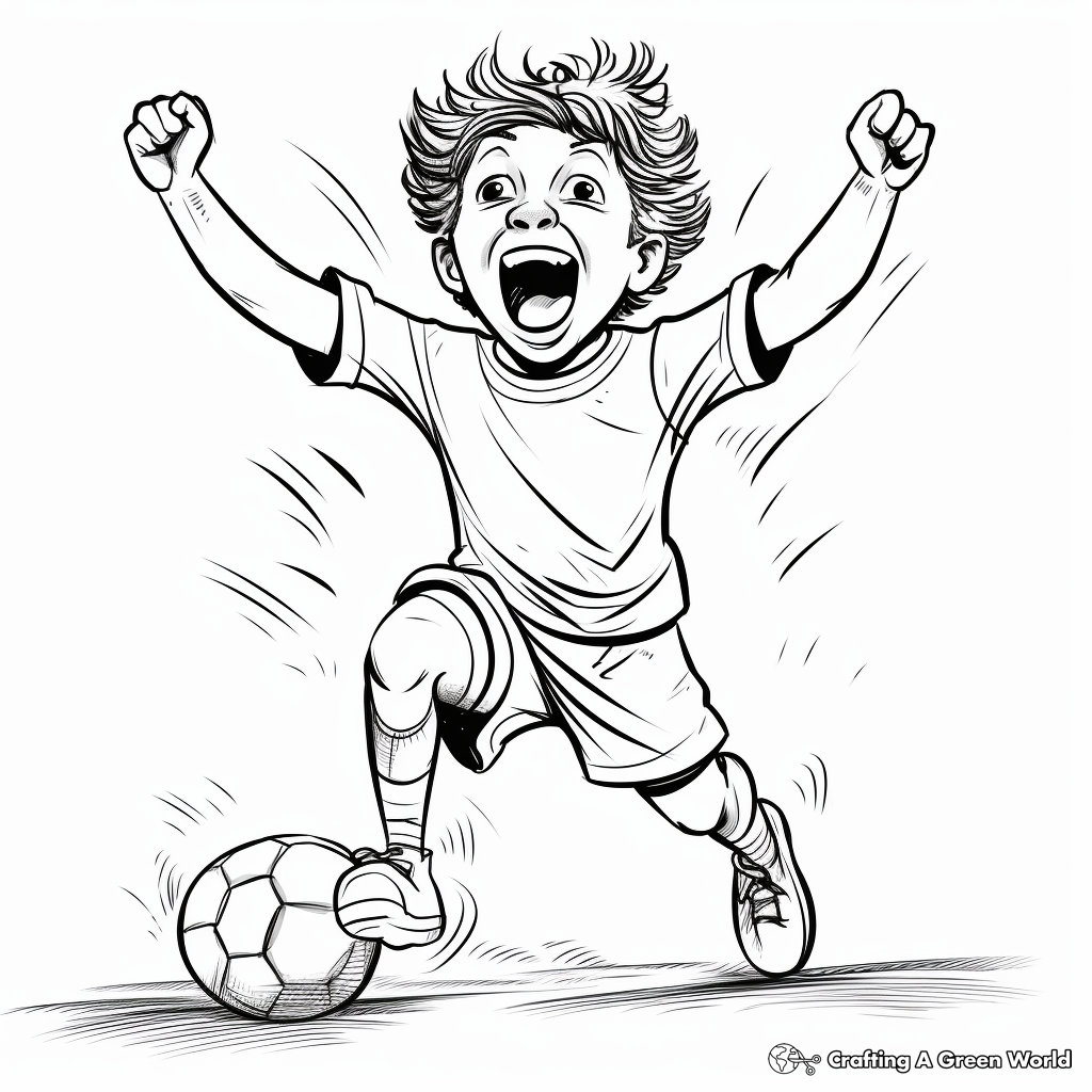 Player Celebrating Goal in Football Match Coloring Pages 2