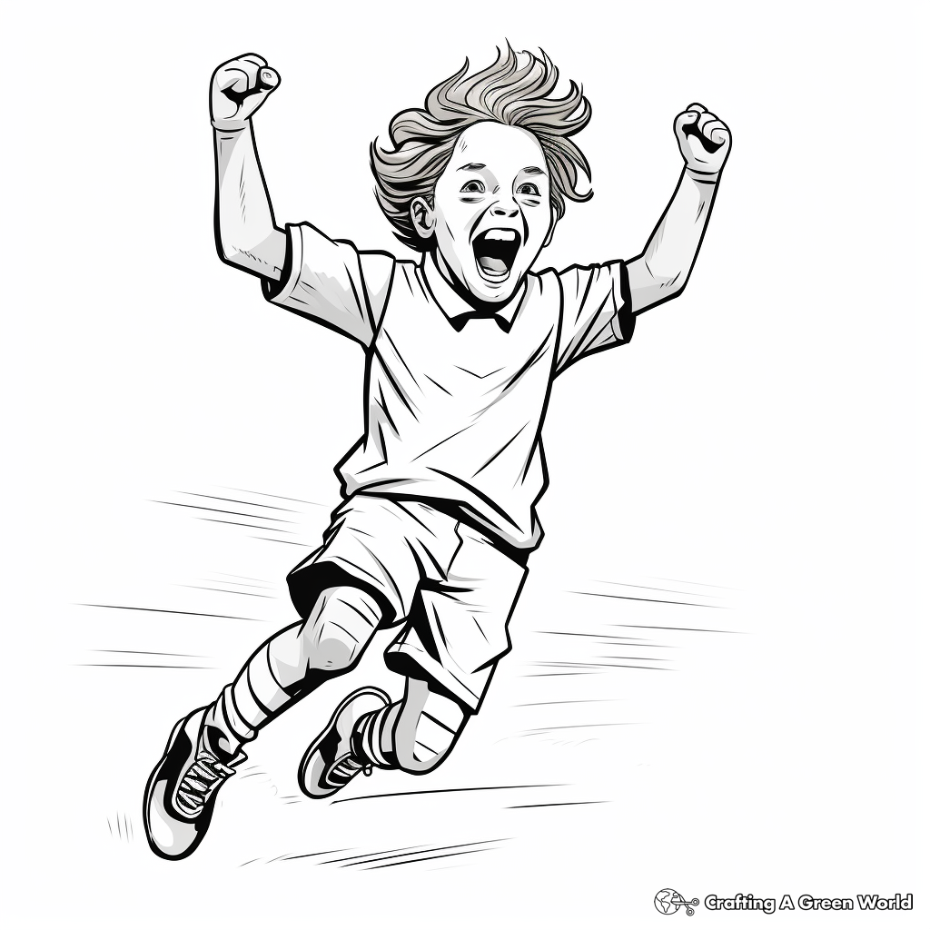 Player Celebrating Goal in Football Match Coloring Pages 3