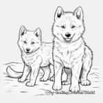 Playful Arctic Wolf Puppies Coloring Pages 1