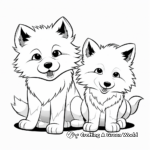 Playful Arctic Wolf Puppies Coloring Pages 2