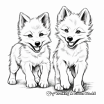 Playful Arctic Wolf Puppies Coloring Pages 4
