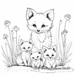 Playful Fox and Cubs Coloring Pages for Adults 1