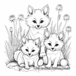 Playful Fox and Cubs Coloring Pages for Adults 2