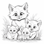 Playful Fox and Cubs Coloring Pages for Adults 4