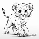 Playful Lion Cub Coloring Pages for Kids 1