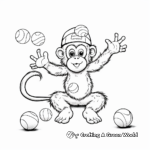 Playful Monkey Juggling Coloring Pages 2