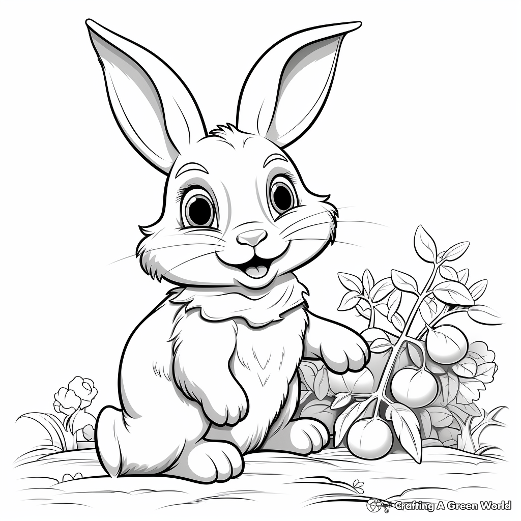 Playful Rabbit and Carrot Coloring Pages 1