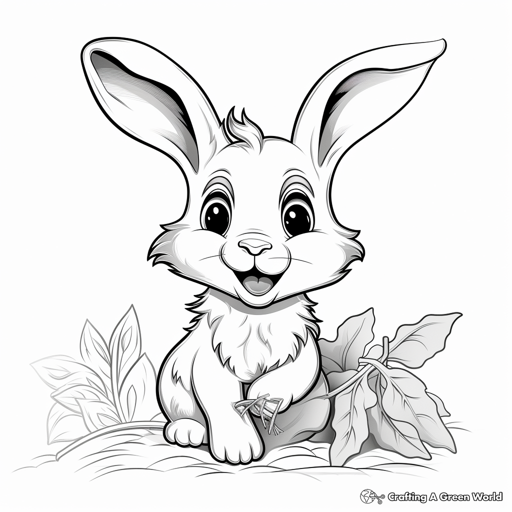 Playful Rabbit and Carrot Coloring Pages 2