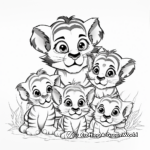 Playful Tiger Cubs with Family Coloring Pages 3
