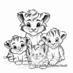Playful Tiger Cubs with Family Coloring Pages 4
