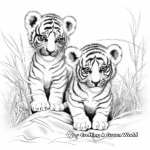 Playful Tiger Cubs: Baby Tigers Interaction Scene Coloring Pages 3