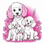 Poodle Family: Parents and Puppies Coloring Pages 1