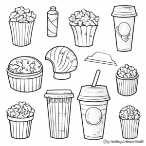 Popcorn and Soda: Cinema Snacks Coloring Sheets 1