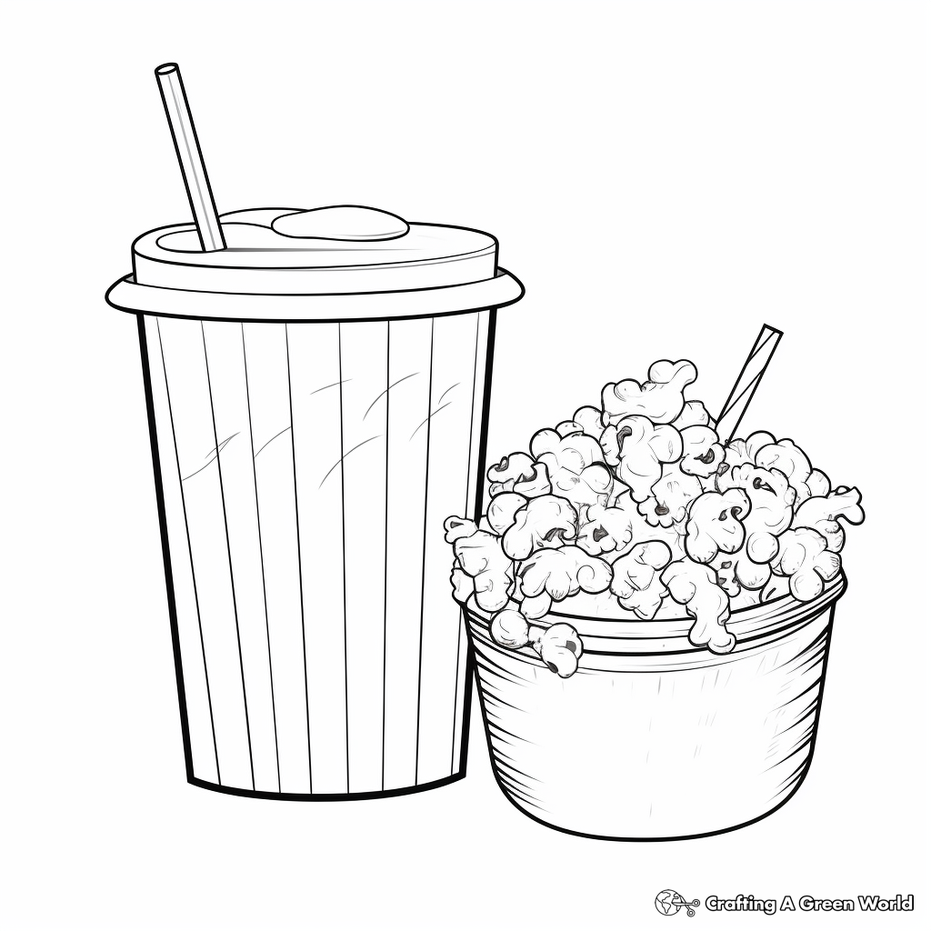 Popcorn and Soda: Cinema Snacks Coloring Sheets 4