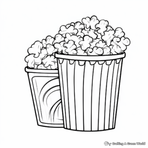 Popcorn in the Box: Movie Theatre-Scene Coloring Pages 4