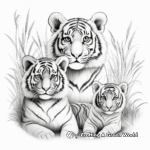 Portrait of a Tiger Family: Realistic Coloring Pages 1