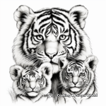 Portrait of a Tiger Family: Realistic Coloring Pages 3