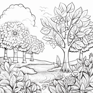 Positivity in Nature: Forest-Scene Coloring Pages 1