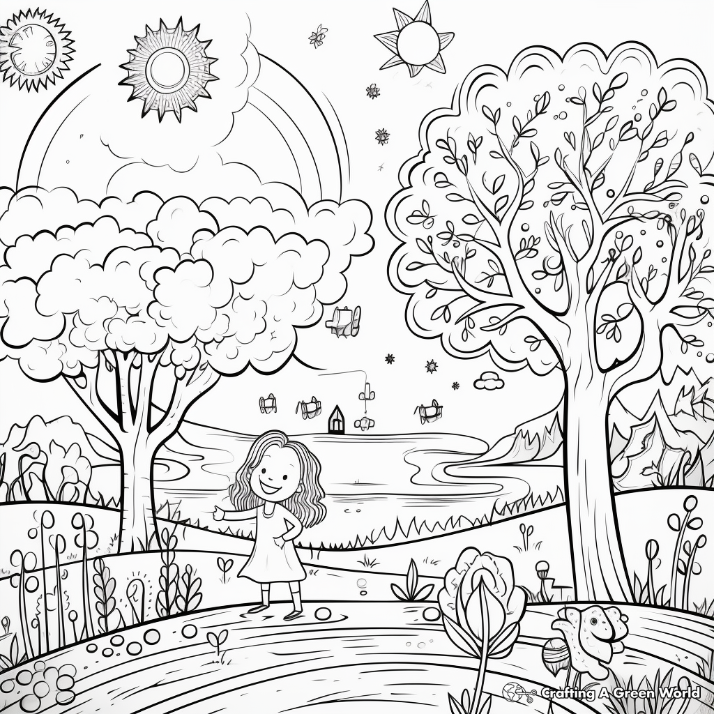 Positivity in Nature: Forest-Scene Coloring Pages 2