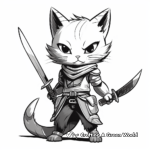 Powerful Cat Ninja with Katana Sword Coloring Pages 3