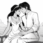 Princess Jasmine and Aladdin Romantic Moment Coloring Pages 2