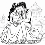 Princess Jasmine and Aladdin Romantic Moment Coloring Pages 3