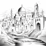 Princess Jasmine in Exotic Agrabah Scenery Coloring Pages 2