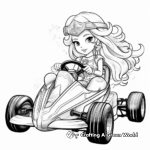 Princess Peach Racing in Mario Kart Coloring Pages 1