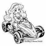 Princess Peach Racing in Mario Kart Coloring Pages 2