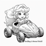 Princess Peach Racing in Mario Kart Coloring Pages 3