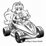 Princess Peach Racing in Mario Kart Coloring Pages 4