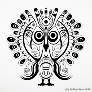Psychedelic Abstract Peacock Coloring Pages 2