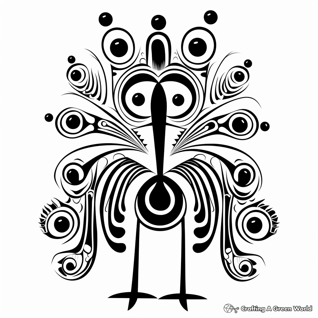 Psychedelic Abstract Peacock Coloring Pages 3