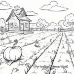 Pumpkin Patch Coloring Pages with a Farmhouse Background 3