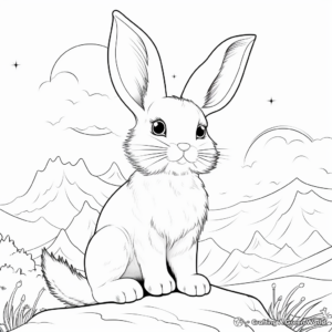 Rabbit and Moonlight Detailed Coloring Pages for Adults 1