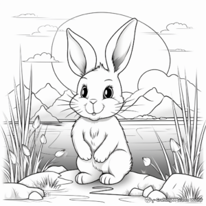 Rabbit and Moonlight Detailed Coloring Pages for Adults 2