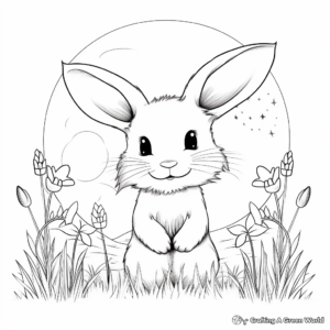 Rabbit and Moonlight Detailed Coloring Pages for Adults 4
