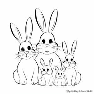 Rabbit Family Coloring Pages: Mother, Father, and Kits 1