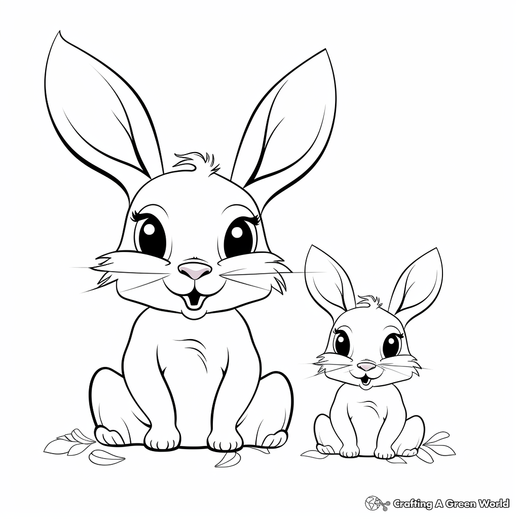 Rabbit Family Coloring Pages: Mother, Father, and Kits 2