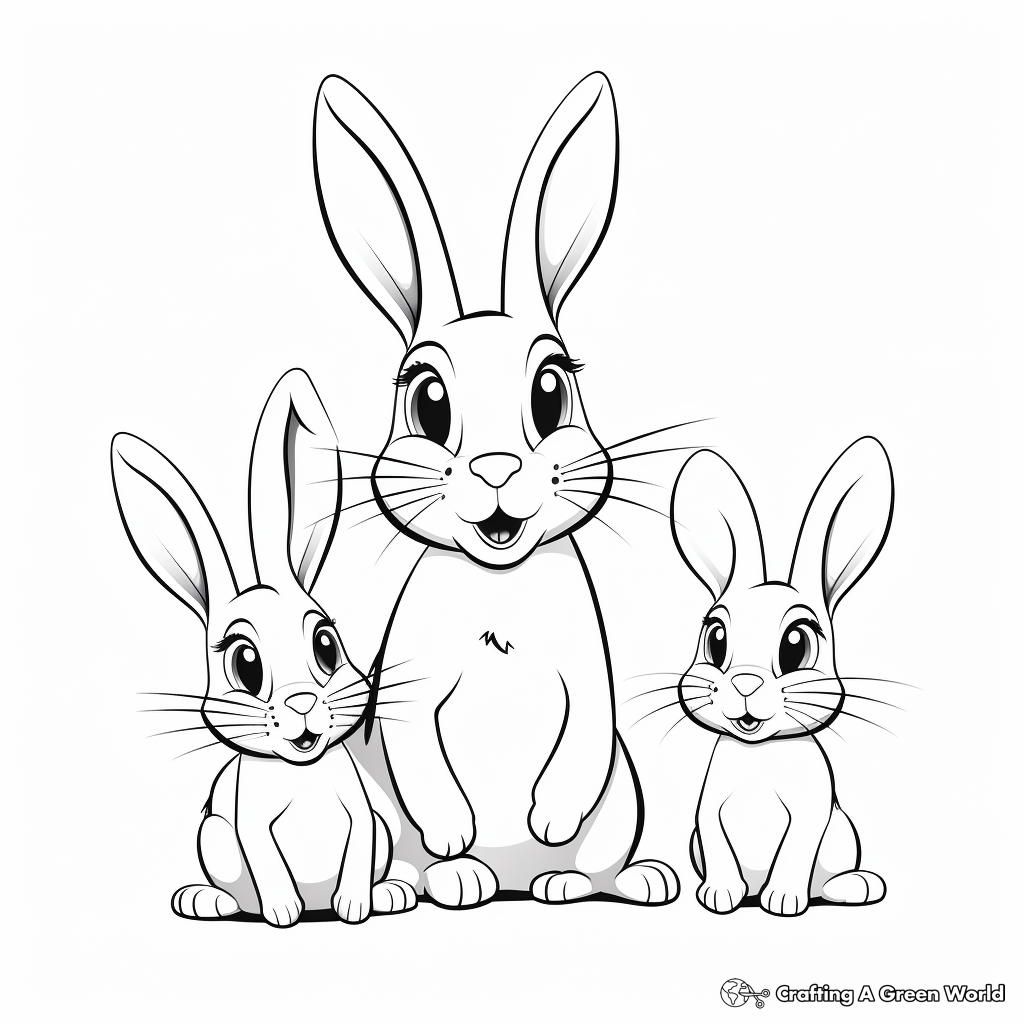 Rabbit Family Coloring Pages: Mother, Father, and Kits 4