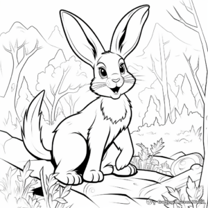 Rabbit in the Wild: Forest-Scene Coloring Pages 3